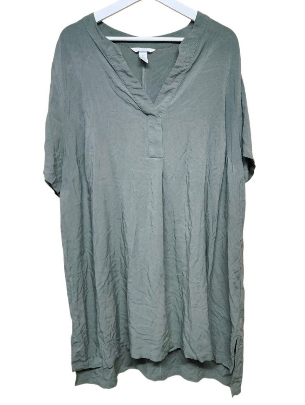 H&M Olive Green Tunic Dress Sz 2X Vacation Coastal Lightweight Casual
